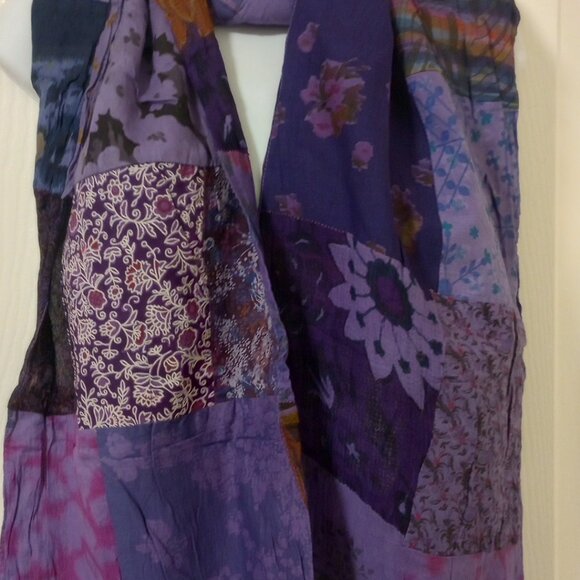 Purple Patchwork Reversible Scarf Stole - Picture 11 of 11